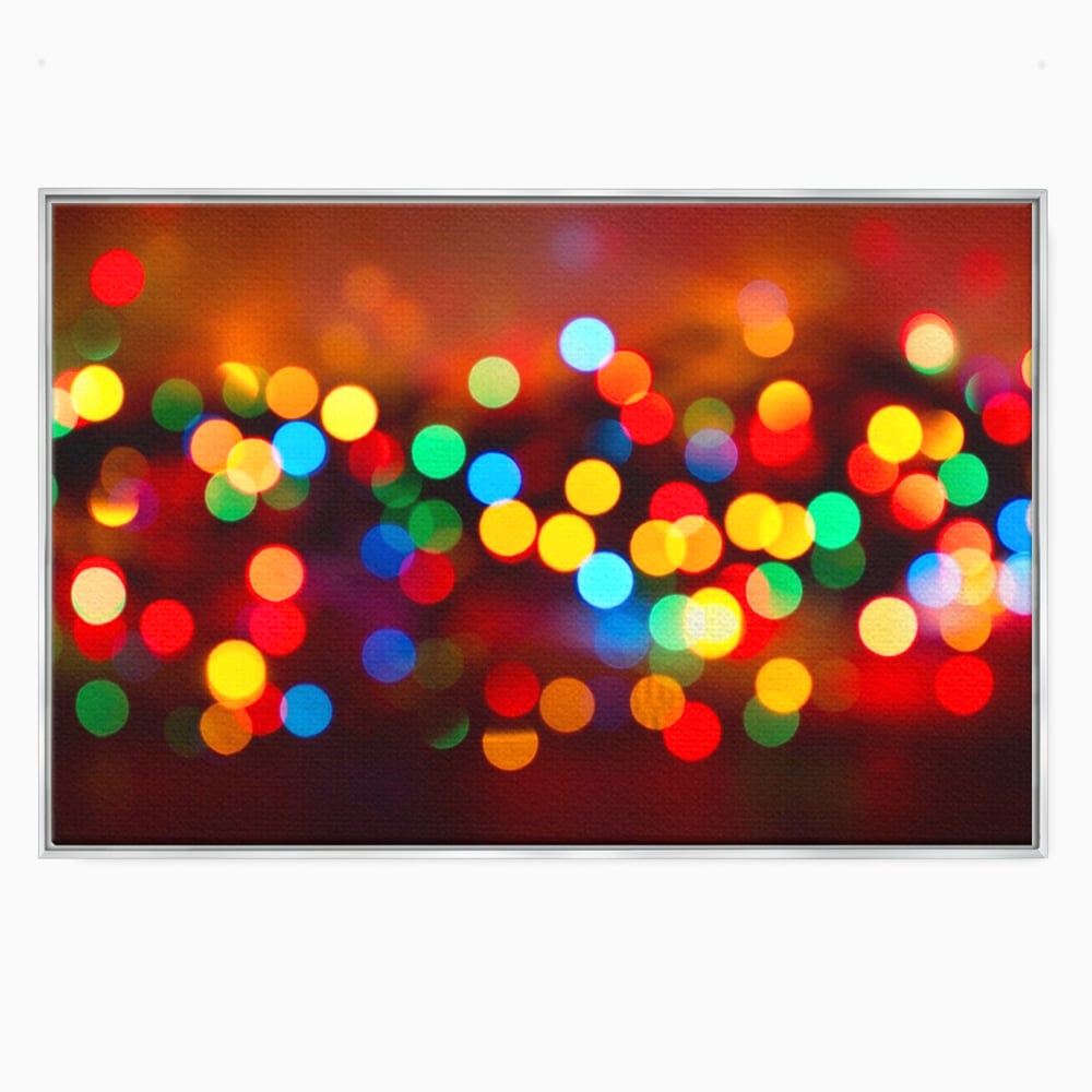 Tablou canvas cu tablou canvas cu lumini bokeh, in rama de aluminiu argintiu